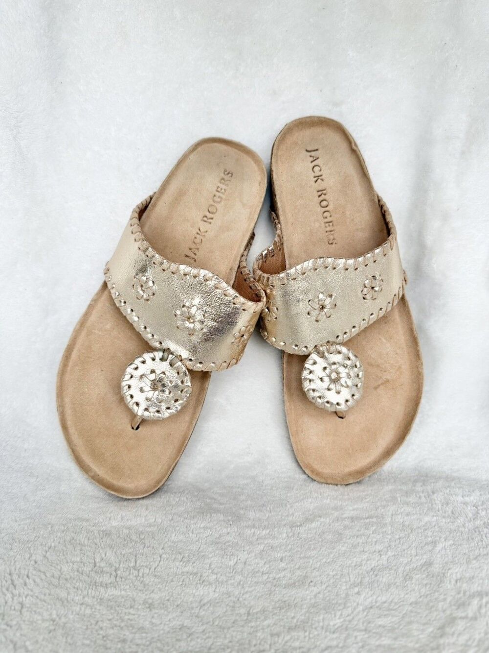 Jack Rogers Jacks Comfort Gold Sandals Size 6 Capri Thong